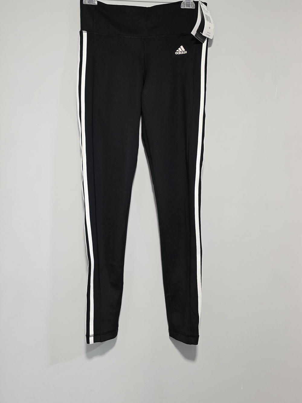 adidas Black Leggings with White Side Stripes - Womens